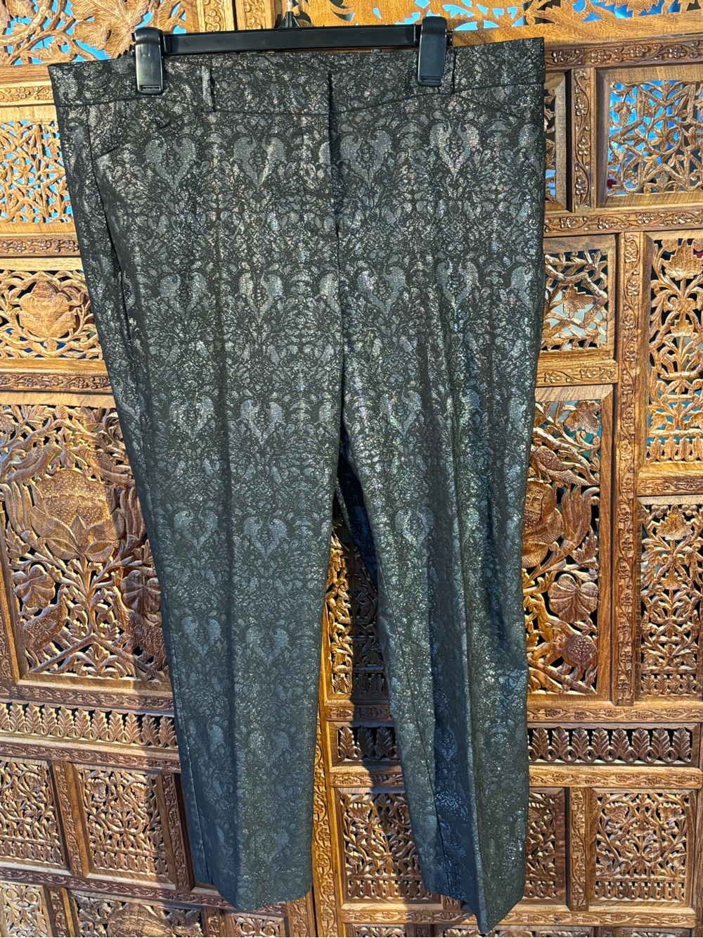 Worthington Black Metallic Jacquard Trousers